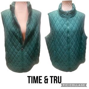 Time and Tru Women’s Teal Quilted Vest – Size 2X (20W–22W)